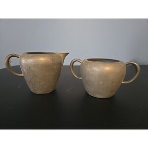 Vintage CORNWALL PEWTER SUGAR AND CREAMER Middletown Conn. Stamped 126